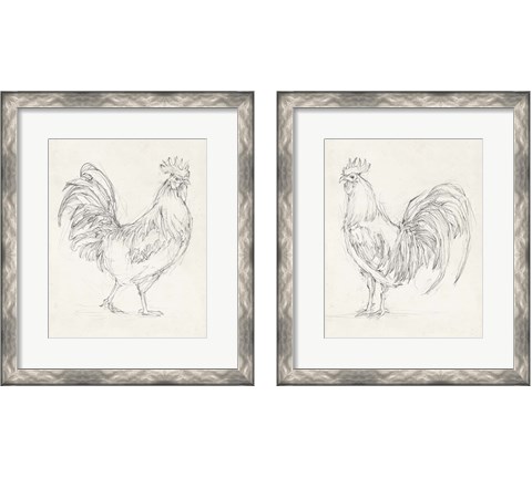 Rooster Sketch 2 Piece Framed Art Print Set by Ethan Harper