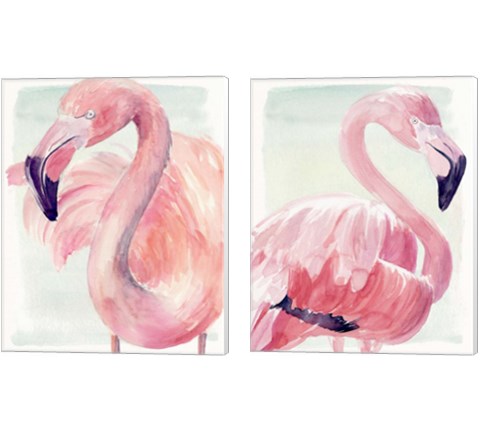 Pastel Flamingo 2 Piece Canvas Print Set by Jennifer Parker