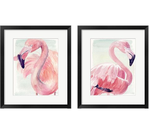 Pastel Flamingo 2 Piece Framed Art Print Set by Jennifer Parker