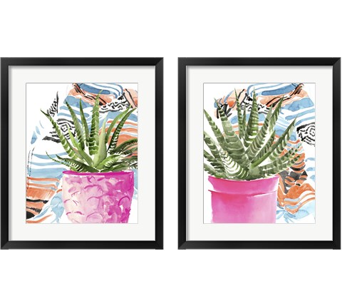 Zebra Succulent 2 Piece Framed Art Print Set by Jennifer Parker
