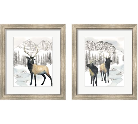 Winter Elk 2 Piece Framed Art Print Set by Grace Popp