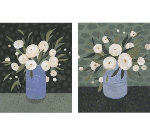 Mason Jar Bouquet 2 Piece Art Print Set by Emma Scarvey