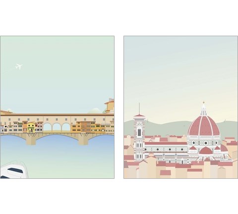 Travel Europe with Firenze 2 Piece Art Print Set by Gurli Soerensen