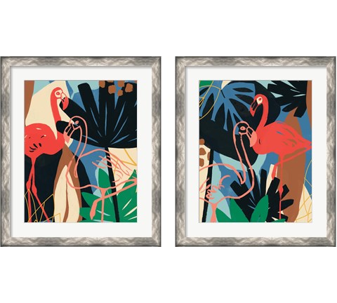 Funky Flamingo 2 Piece Framed Art Print Set by June Erica Vess