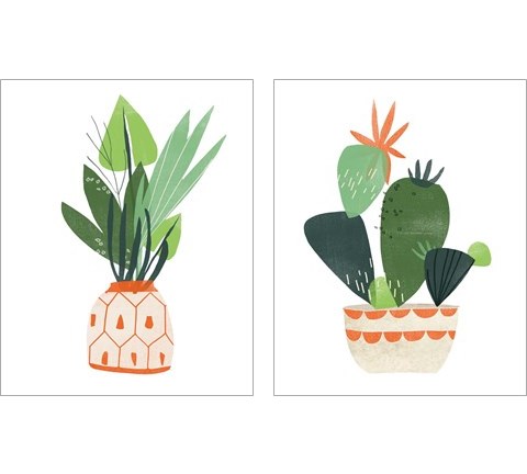 Happy Plants 2 Piece Art Print Set by June Erica Vess