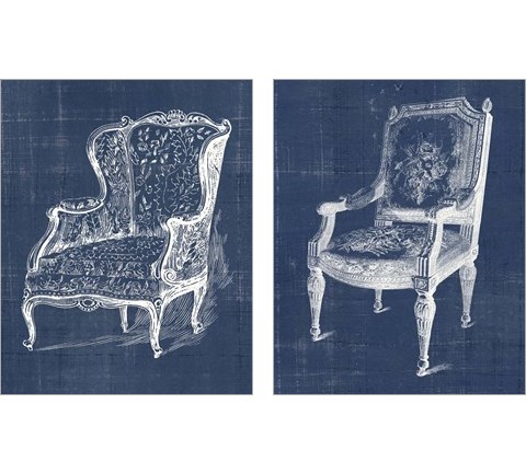 Antique Chair Blueprint 2 Piece Art Print Set by Vision Studio