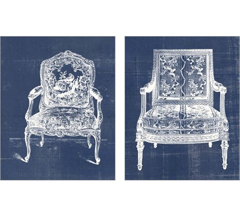 Antique Chair Blueprint 2 Piece Art Print Set by Vision Studio
