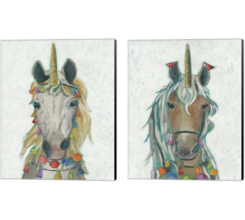 Fiesta Unicorn 2 Piece Canvas Print Set by Chariklia Zarris