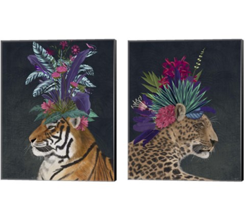 Hot House Animals 2 Piece Canvas Print Set by Fab Funky
