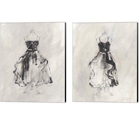 Black Evening Gown 2 Piece Canvas Print Set by Ethan Harper