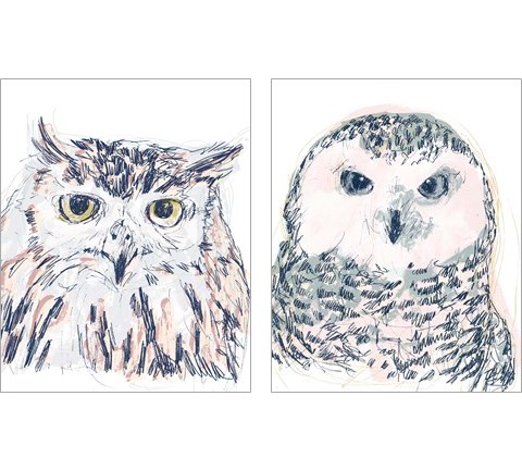 Funky Owl Portrait 2 Piece Art Print Set by June Erica Vess