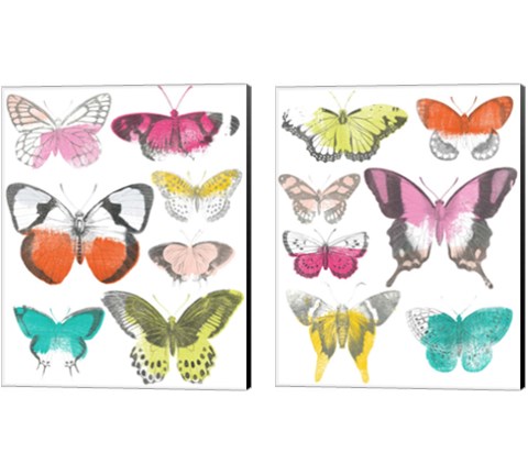 Chromatic Butterflies 2 Piece Canvas Print Set by June Erica Vess