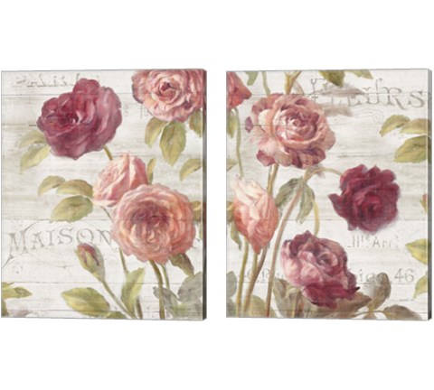 French Roses 2 Piece Canvas Print Set by Danhui Nai