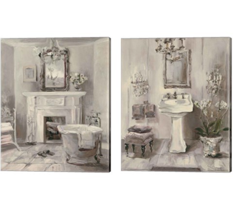 French Bath Gray 2 Piece Canvas Print Set by Marilyn Hageman