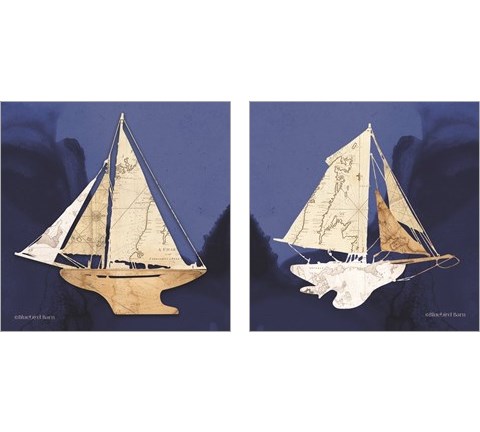Sailboat Blue 2 Piece Art Print Set by Bluebird Barn