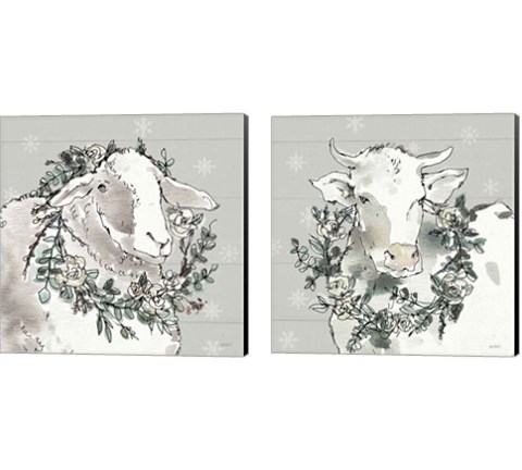 Modern Farmhouse Snowflakes 2 Piece Canvas Print Set by Anne Tavoletti