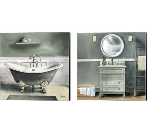 Smoky Gray Bath 2 Piece Canvas Print Set by Bannarot