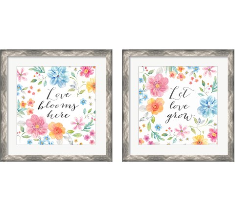 Whimsical Blooms Sentiment 2 Piece Framed Art Print Set by Cynthia Coulter