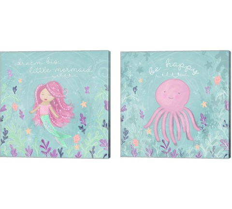 Mermaid and Octopus 2 Piece Canvas Print Set by Hartworks