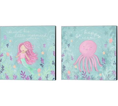 Mermaid and Octopus 2 Piece Canvas Print Set by Hartworks