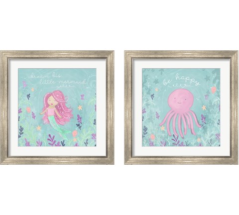 Mermaid and Octopus 2 Piece Framed Art Print Set by Hartworks