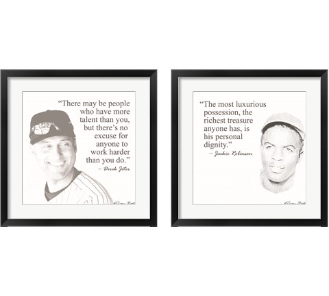 Baseball Greats 2 Piece Framed Art Print Set by Susan Ball