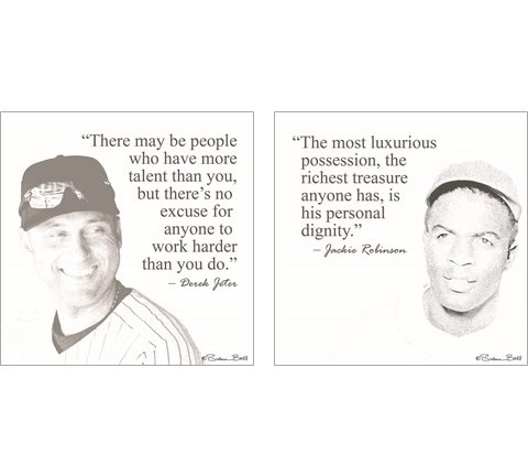 Baseball Greats 2 Piece Art Print Set by Susan Ball