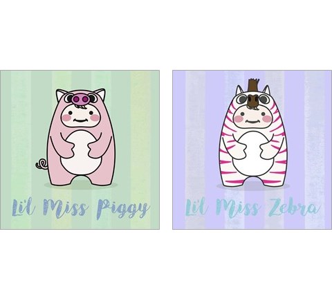 Li'l Piggy 2 Piece Art Print Set by Malia Rodrigues