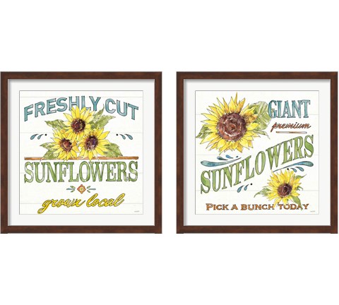 Sunflower Fields 2 Piece Framed Art Print Set by Anne Tavoletti