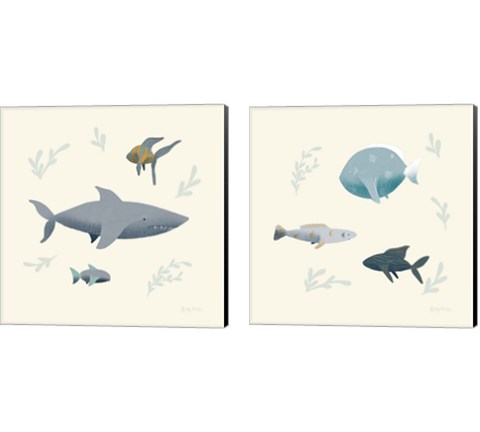 Ocean Life Fish 2 Piece Canvas Print Set by Becky Thorns