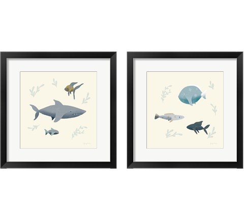 Ocean Life Fish 2 Piece Framed Art Print Set by Becky Thorns