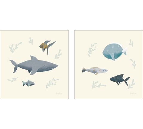 Ocean Life Fish 2 Piece Art Print Set by Becky Thorns