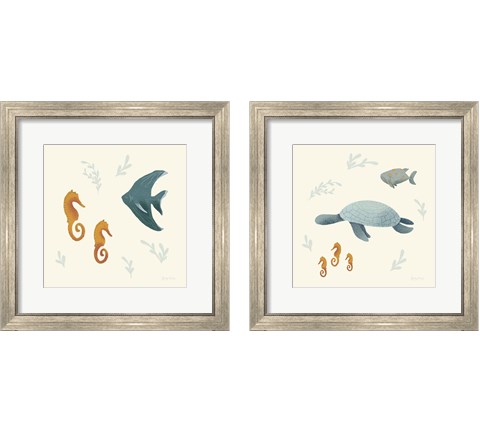 Ocean Life Sea Turtle 2 Piece Framed Art Print Set by Becky Thorns