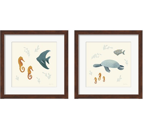 Ocean Life Sea Turtle 2 Piece Framed Art Print Set by Becky Thorns