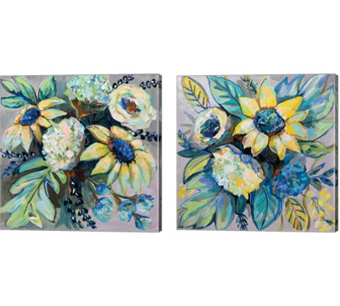Sage and Sunflowers 2 Piece Canvas Print Set by Jeanette Vertentes