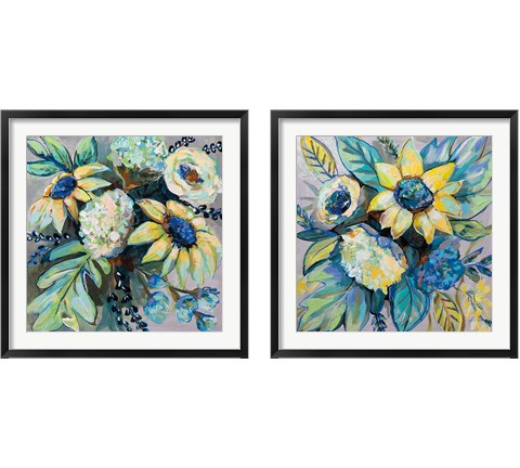 Sage and Sunflowers 2 Piece Framed Art Print Set by Jeanette Vertentes