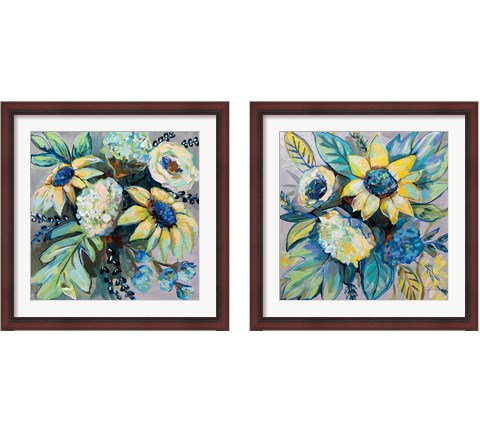 Sage and Sunflowers 2 Piece Framed Art Print Set by Jeanette Vertentes