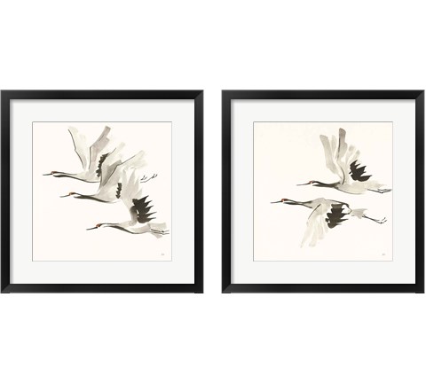 Zen Cranes Warm 2 Piece Framed Art Print Set by Chris Paschke