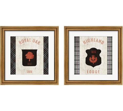 Tartan Lodge Shield 2 Piece Framed Art Print Set by Wild Apple Portfolio