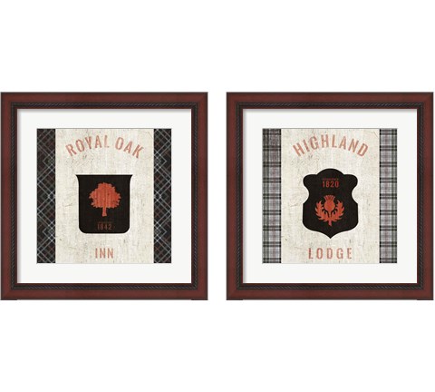 Tartan Lodge Shield 2 Piece Framed Art Print Set by Wild Apple Portfolio