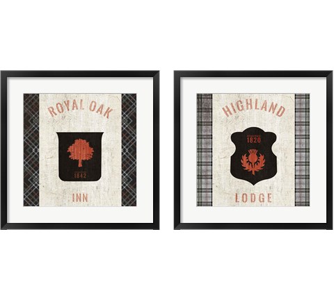 Tartan Lodge Shield 2 Piece Framed Art Print Set by Wild Apple Portfolio
