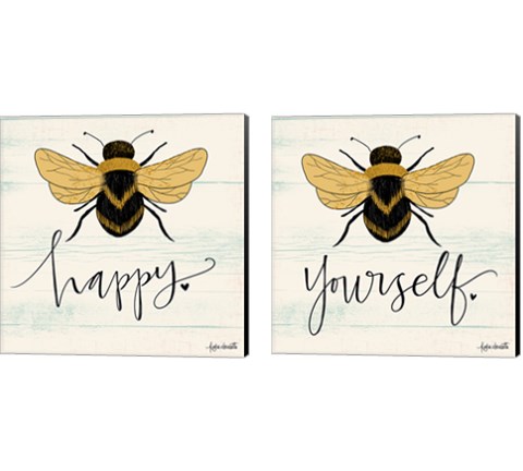 Bee Happy 2 Piece Canvas Print Set by Katie Doucette