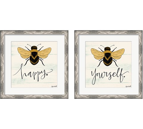 Bee Happy 2 Piece Framed Art Print Set by Katie Doucette