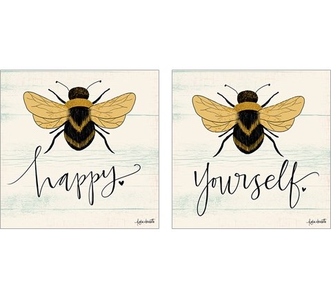 Bee Happy 2 Piece Art Print Set by Katie Doucette
