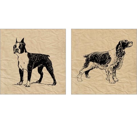 Boston Terrier & Friend 2 Piece Art Print Set by Sabine Berg
