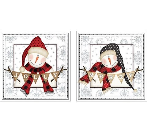 Jolly Snowman 2 Piece Art Print Set by Jennifer Pugh