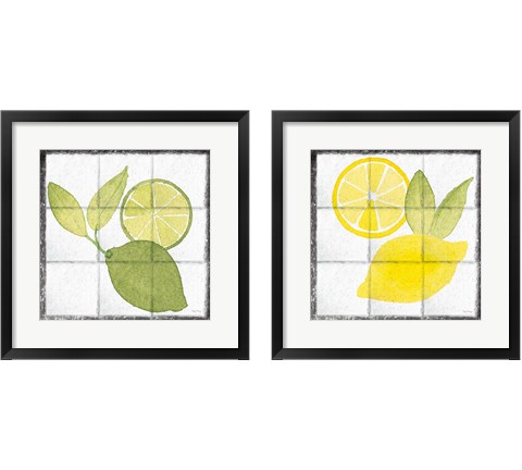 Citrus Tile Black Border 2 Piece Framed Art Print Set by Wild Apple Portfolio