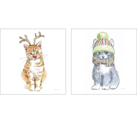 Christmas Kitties 2 Piece Art Print Set by Beth Grove