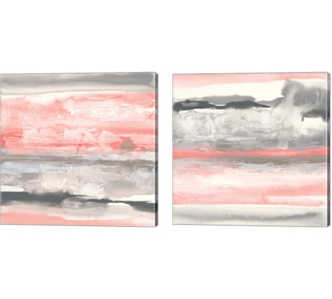 Charcoal and Coral 2 Piece Canvas Print Set by Chris Paschke