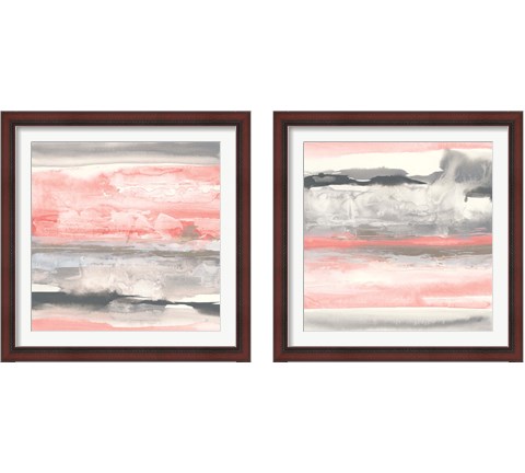 Charcoal and Coral 2 Piece Framed Art Print Set by Chris Paschke